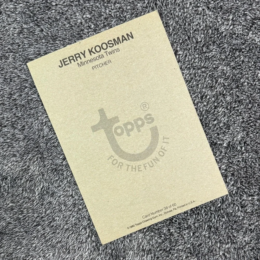 1980 Topps Jerry Koosman Minnesota Twins Baseball Card 38 of 60 5x7 Photo